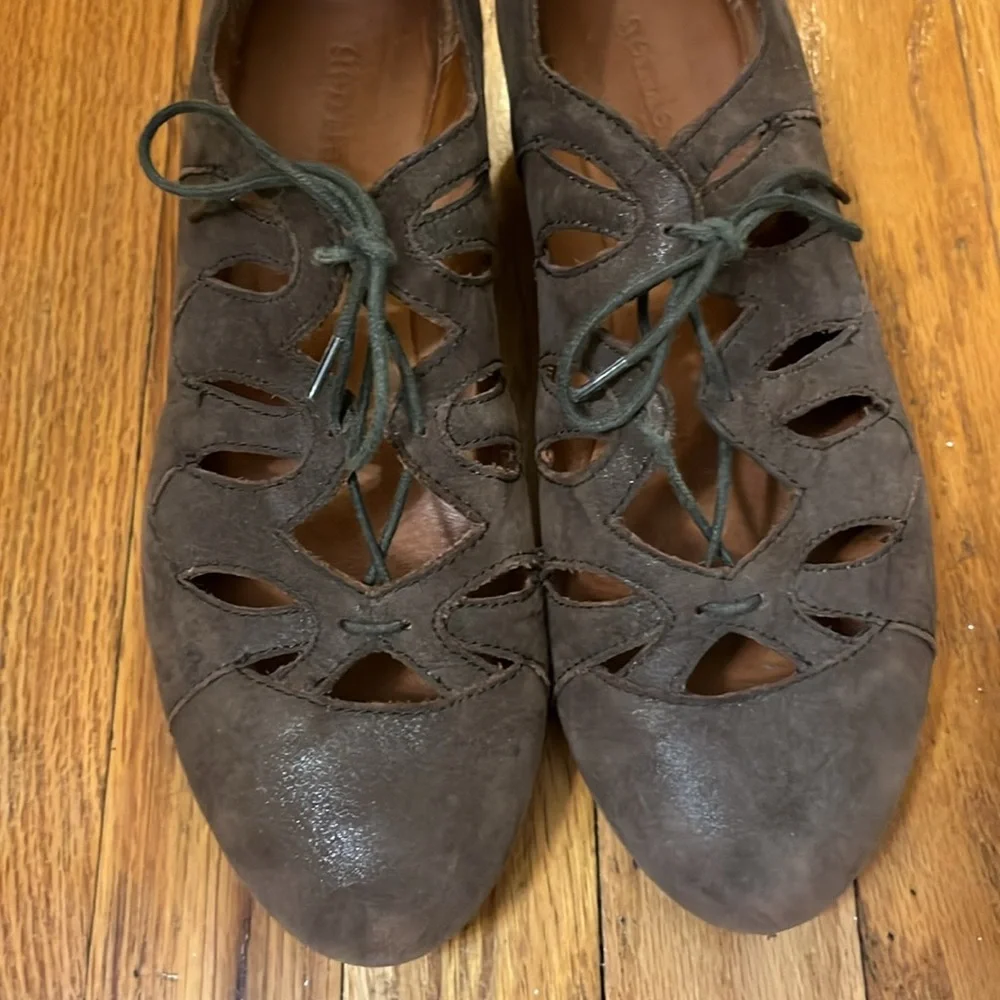 Women's Gentle Souls By Kenneth Cole Nye Leather Wedge Shoes Brown 9